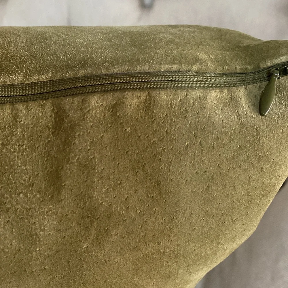 Crate & Barrel accent sofa pillows (2) Dust Suede Spruce green 20” feather fill